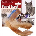 Intrigues your cat with real bird sounds and feathers Includes catnip in a refillable pouch Your cat will feel like the of the jungle with parrot tweet electronic bird-sound toy as a playmate Satisfies cats natural urge to stalk prey
