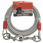 Made of strong, vinyl coated, galvanized aircraft cable. Especially for very large, aggressive dogs. The ideal tieout for all size dogs. For use with trolley, hook or stake. Multiple lengths.