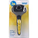 Self- cleaning feature removes hair with the touch of a button Specially designed ribs prevent pins from becoming bent whenretracting for cleaning Rounded head allows for grooming in hard to reach areas Ergonomic over-molded handle prevents carpal tunnel