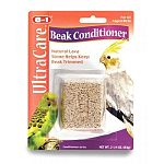 Specifically formulated beak conditioner with abrasive lava stone to help keep birds beaks trimmed. Provides interactive pecking entertainment. 2.25 oz