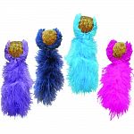 Feather teaser is designed for interactive play Contains cork ball with catnip for added stimulation Bright feathers temp cats to catpure toy Boredom buster