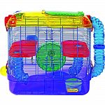 CritterTrail TWO offers two spacious levels of living space for all hamsters, gerbils or mice. CritterTrail TWO comes complete with two Comfort Shelves, a 5oz. water bottle, food dish, exercise wheel and three Fun-nels climbing tubes