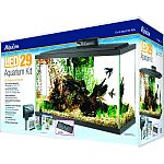 Kit includes size 29 glass aquarium, low profile led hood, water conditioner, submersibile preset heater, premium fish food, Quietflow power filtration, accessories, and set-up/care guide Fish food contains natural, premium ingredients for complete nutrit