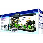 Kit includes size 55 glass aquarium, 2-low profile led hoods, water conditioner, submersibile preset heater, premium fish foo Quietflow power filtration, accessories, and set-up/care guide Fish food contains natural, premium ingredients for complete nutri