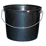 Tough, impact resistant, High density Polyethylene plastic bucket with strong Galvanized Metal Handle 0.100 inch Dia. Double finger holds on bottom for easy pouring, extra thick 0.100 inch bottom. 5 quart capacity.