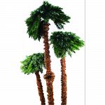 Features 3 lighted palm trees 6 , 5 and 3.5 tall one one bbase Lush realistic look Flame retardant