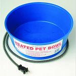 Thermostatically controlled to operate only when necessary. Heavy duty anti-chew cord protector. Economically priced. 1.5 gallon capacity. Measures 11.75 inches in diameter 4 inches deep. 1 year warranty. Keeps water in dogs bowl from freezing during the
