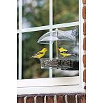 THE WINNER window feeder attaches to the window with a suction cup bar. It goes on or off in a flash. Dimensions: 6 1/2 inch dish, 2 cup capacity. Open construction - clear view of birds on the feeder. Drainage holes - eliminate water from dish.