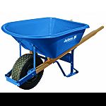 59.25 x 29.5 x 27.25 , tire tube 16 with 60 heavy duty wood handles Patented leg stabilizers make wheelbarrow 40% more tip-resistant Heavy duty steel trays, professional grade steel undercarriages and strong hardwood handles.