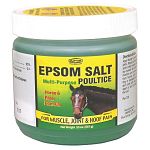 Epsom salt poultice is a topical gel designed for external application for temporary relief of minor pains, bruises and sprains associated with muscle and joint injuries. For use on Horses.