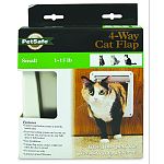 High-impact polypropylene frame. Innovative 4-way locking system. Can be fully open or fully locked. For cats up to 12 pounds. Fits any interior door that is 1 inch to 2 inch thick.