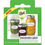Made to adhere securely on jars during storage and use, and then dissolve easily in water during clean-up. Labels strongly adhere to jars, are easy to write on, and dissolve by hand washing or dishwasher. Box can be used as a dispenser.