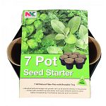 Contains 7 all natural fiber pots with reusable tray. Individual pots encourage root growth and can be planted directly in the ground. Comes with a reusable tray that allows more space between plants to grow before transplanting. Tray features easy pot pu