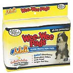 Four Paws large quilted pads are highly absorbent, neutralize odors and do not leak. They remove moisture from the top of the pad and dry internally, eliminating runoff. Ideal for adult for dogs who are home alone, ailing or incontinent.