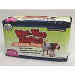 Designed to for pets with incontinence, excitable urination, untrained puppies, and female dogs in season. Four Paws Wee Wee Diapers are highly absorbent and , like diapers for infants, wick away moisture from skin/fur.