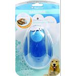 Grooming tools and shampoo dispenser all in one Features and easy to push button for dispensing shampoo When the brush is used on a dry dog, the soft rubber flexible tips gently lift dirt, dust, and dead hair When used as a shampoo dispenser, the rubber t