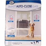 To contain pet in one area. It utilizes auto-close technology. And features a hold button that keeps gate open until it ispushed closed . Pressure mounts allow for easy installation wont damage door frames and require no hardware or tools. Gate measures 3
