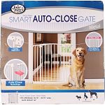 Designed to contain pet in one area This gate utilizes auto close technology and features a hold button that keeps the gate open until pushed close Pressure mounts allow for easy installation wont damage door frames and require no hardware or tools. Gate
