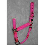Nylon Adjustable Horse Halter with Chin Strap - 1 inch by Hamilton. Adjustable chin snap at throat. Only the highest quality durable nylon webbing, thread and hardware is used to produce the Hamilton product line. Available in a wide variety of