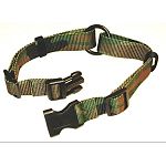 Use this adjustable dog camouflage for hunting dogs or any dog. 1 inch wide with strong Hamilton hardware. Adjusts neck sizes 18 - 26 inches. Your dog will look outdoorsy in this stylish collar.