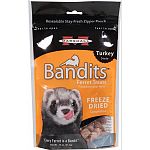 Your ferret will love these crunchy, natural treats made with 100% whole raw turkey. Loaded with protein and natural flavor, these all-meat treats are created by a delicate freeze-drying process. Shaped into bite-sized morsels, they re perfect for ferret