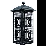Two in one feeder for birds to rest as well as feed Metal mesh fly-through bird feeding stations will encourage many feeding birds Mesh on all four sides make bird watching that much more visible Holds sunflower seed or peanuts
