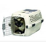 19x12.6x10 inches. For pets up to 10 pounds such as chihuahuas, yorkshire terriers and cats. Offers a simple and basic way to train pets and keep them safe. Consists of heavy duty plastic top and bottom sections, secure locking steel door and wing nuts an
