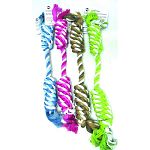Dogs enjoy chewing on this durable twisted rope by Ethical. Provides your dog with hours of chewing fun on either end and the rope is great for cleaning in between teeth for a healthier mouth.