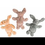 The cuddle bunny dog toy is super soft which features shaggyplush The toy has floppy ears, legs and arms and includes a honking squeaker.