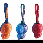 The push to mute toys are truly unique. Made out of durable tpr runner with nylon throw straps. Simply push in the squeaker button to eliminate the sound. Pull on the strap to re-engage the squeaker