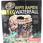 15.5 w x 12.5 dx 16 h Beautify and light up your terrarium with this natural looking waterfall with special waterproof led lights Stimulates natural drinking behaviors in many species of lizards (like chameleons) Adds beneficial humidity to your terrar