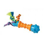 Chew dog toy. Colorful Petstages toy for dogs that combines fabric for chewing and tossing, and a rubber end for bounce and play.