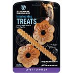 The Everlocking Treats by Starmark lock into place with the Everlasting toys to make treat time fun and challenging for your dog. The unique design is a nut and bolt design that makes treat time last for hours. Give to your pet separately or with a toy.