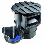 Strong ribbed cylindrical housing eliminates cave-ins Made from heavy duty high density polyethylene Tall 7x11 inch door for efficient skimming over a wide range of water levels Large capacity, clog resistant leaf basket that keeps debris away from the pu