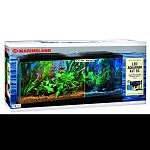 Kit comes complete with 55 gallon aquarium, fluorescnent light and bio-wheel filter. Also includes: set-up guide, flake food, water conditioner, thermometer and fish net and heater.