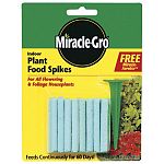 Miracle Gro Indoor Plant Spikes is formulated to provide your houseplants with 2 months of continuous feeding. Great for all types of flowering and foliage plants in your home. Contains and comes with a free aerator for inserting the spike.
