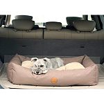 This SUV bed comes in 2 sizes and 2 colors. The small size fits perfectly in a small to midsized SUV while the large fits great in a mid to full size SUV. The gray and tan colors compliment most interior automobiles.