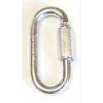 Zinc plated steel quick link (model 508) in multiple thickness. Manufactured to exacting standards from machine formed steel wire or drop forged steel tumbled smooth and plated to protect against rust.